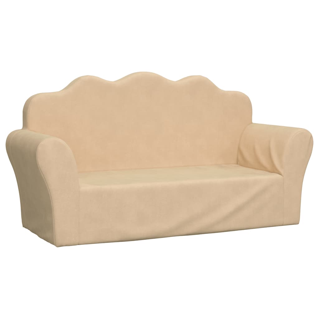 vidaXL Sofa dla dzieci, 2-os. , kremowa, miękki plusz