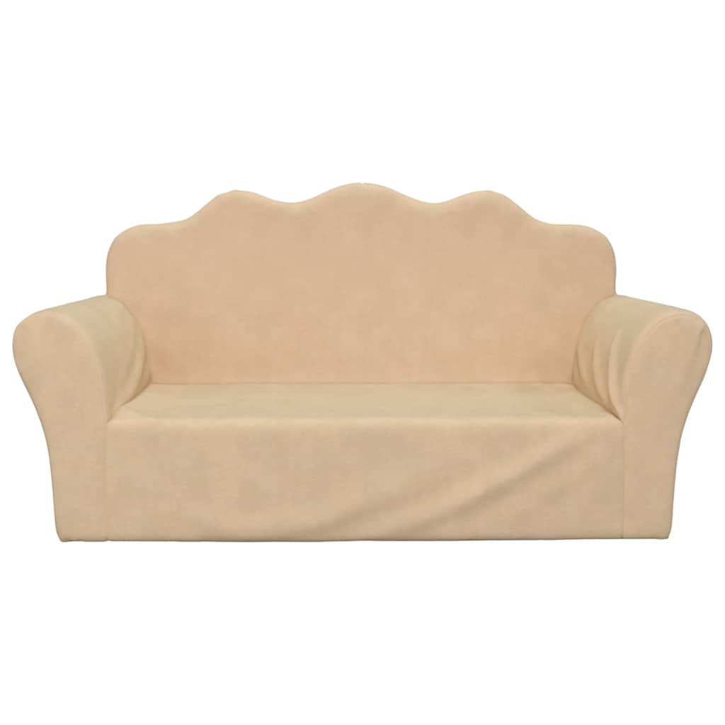 vidaXL Sofa dla dzieci, 2-os. , kremowa, miękki plusz
