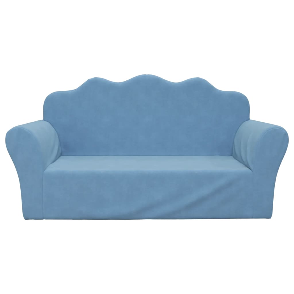 vidaXL 2-os. sofa dla dzieci, niebieska, miękki plusz