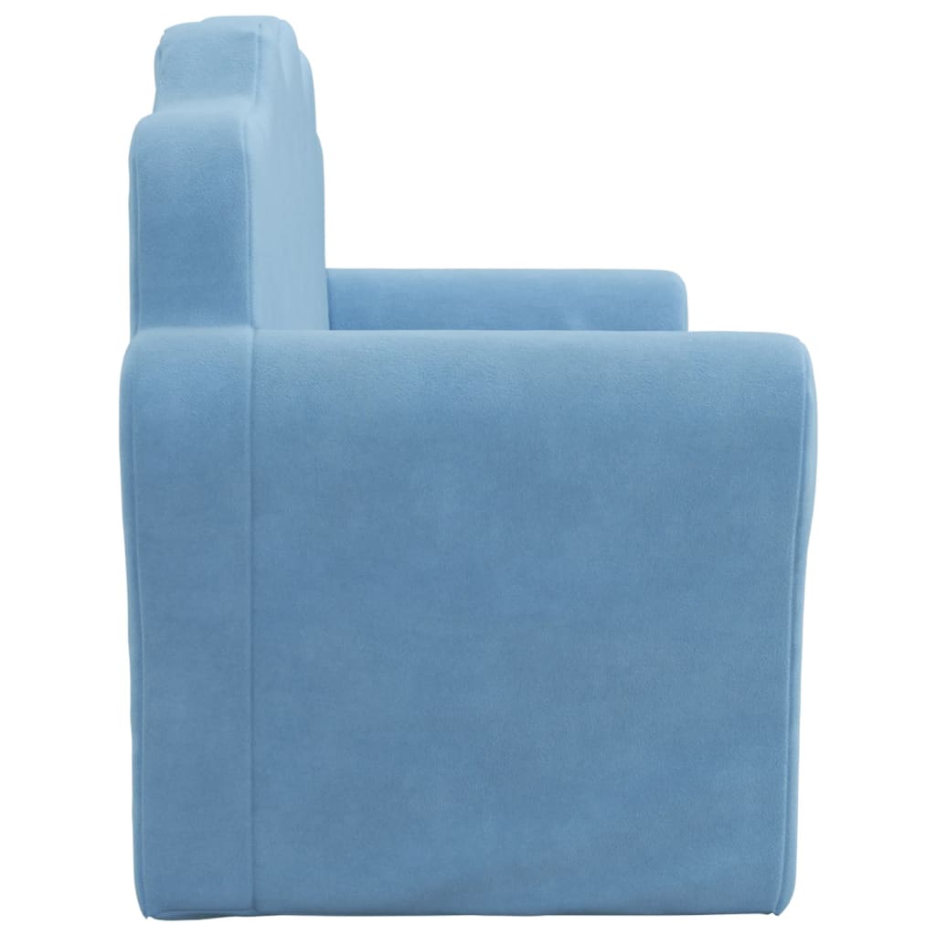 vidaXL 2-os. sofa dla dzieci, niebieska, miękki plusz