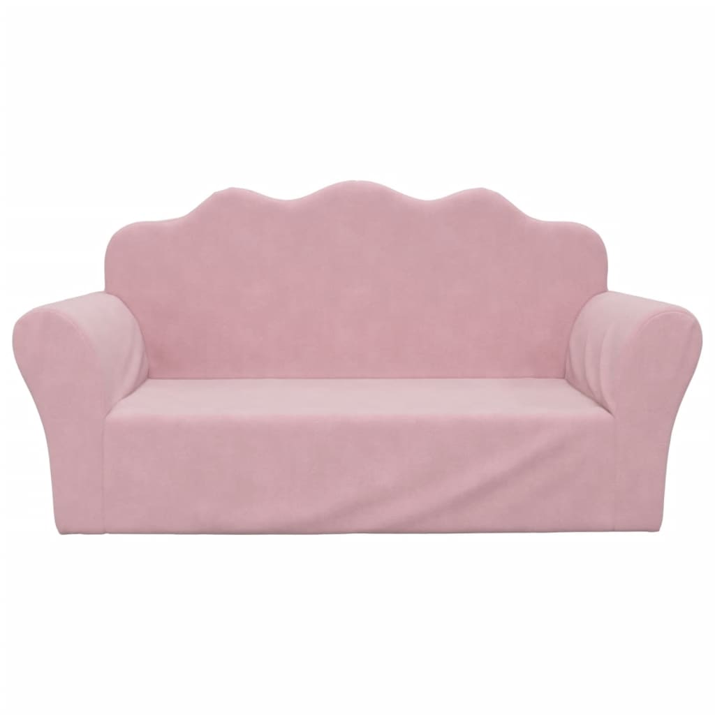 vidaXL Sofa dziecięca 2-osobowa, różowa, miękka, pluszowa