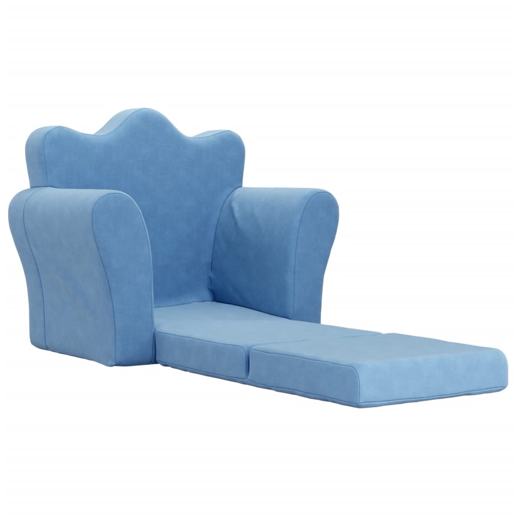 vidaXL Kanapa dla dziecka, rozkładana, niebieska, miękki plusz