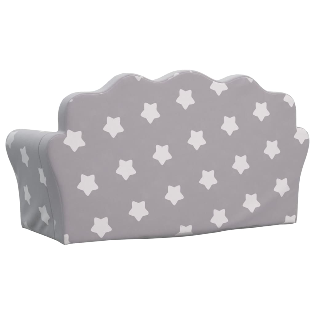 vidaXL 2-os. sofa dla dzieci, rozkładana, szara w gwiazdki, plusz