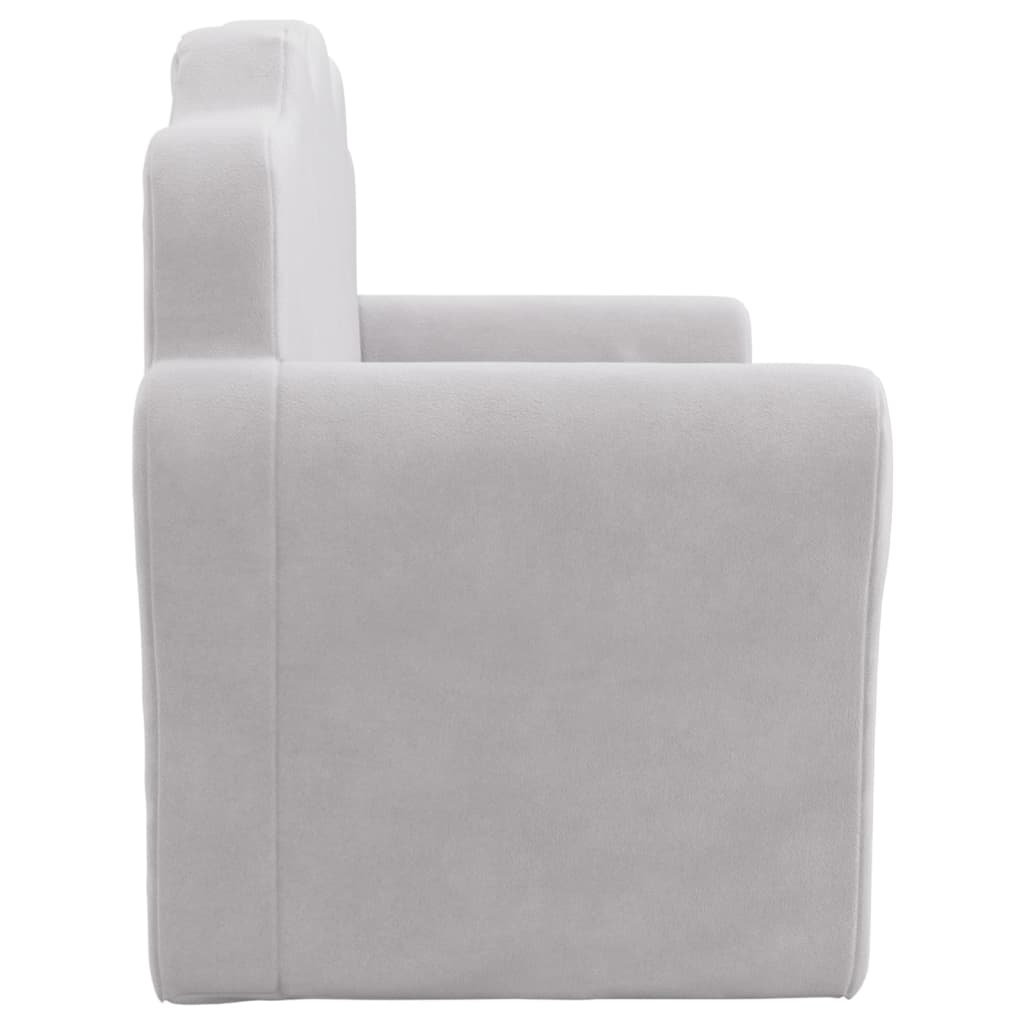 vidaXL 2-os. sofa dla dzieci, rozkładana, jasnoszara, miękki plusz