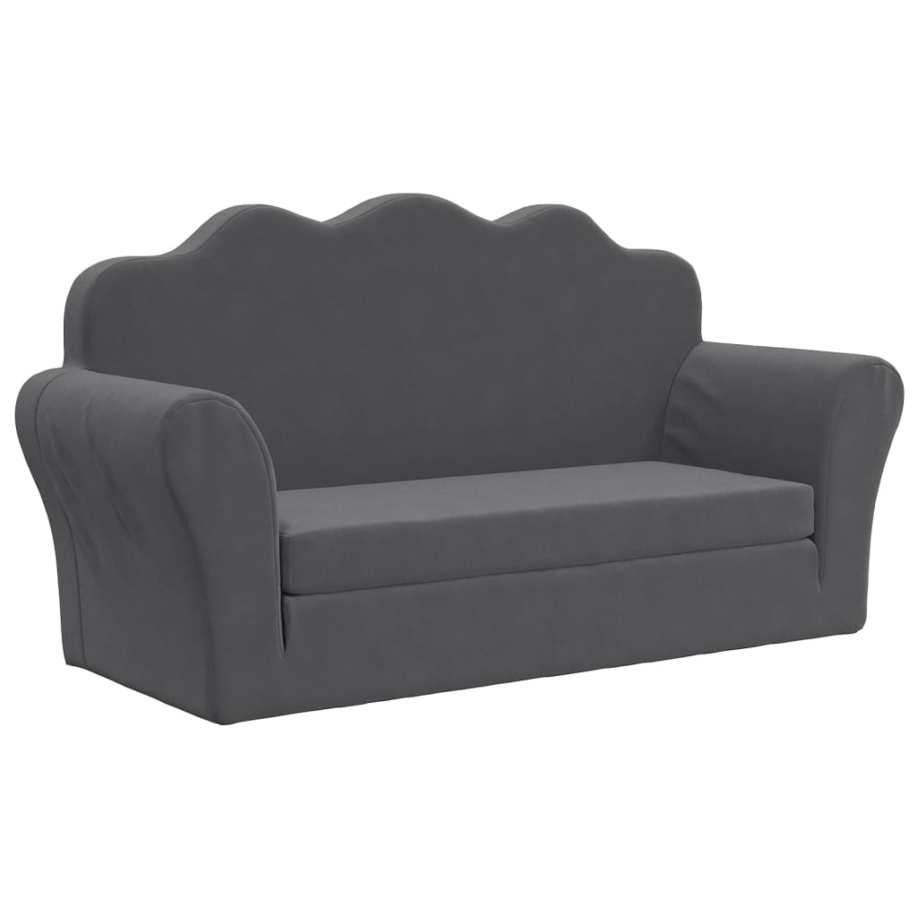 vidaXL 2-os. sofa dla dzieci, rozkładana, antracytowa, miękki plusz
