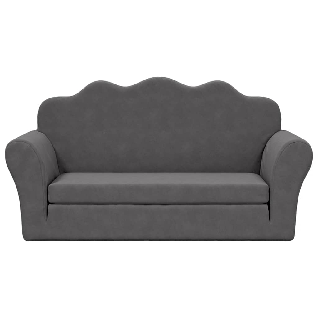 vidaXL 2-os. sofa dla dzieci, rozkładana, antracytowa, miękki plusz