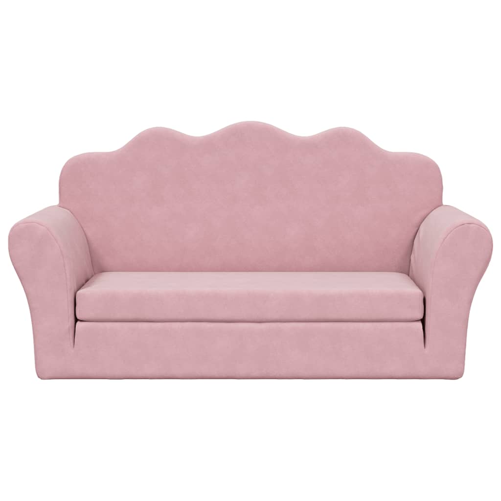 vidaXL 2-os. sofa dla dzieci, rozkładana, różowa, miękki plusz