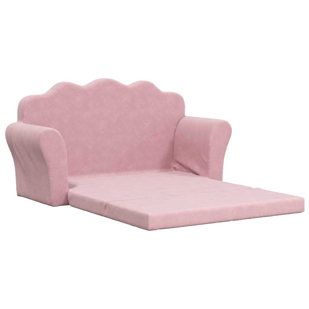 vidaXL 2-os. sofa dla dzieci, rozkładana, różowa, miękki plusz