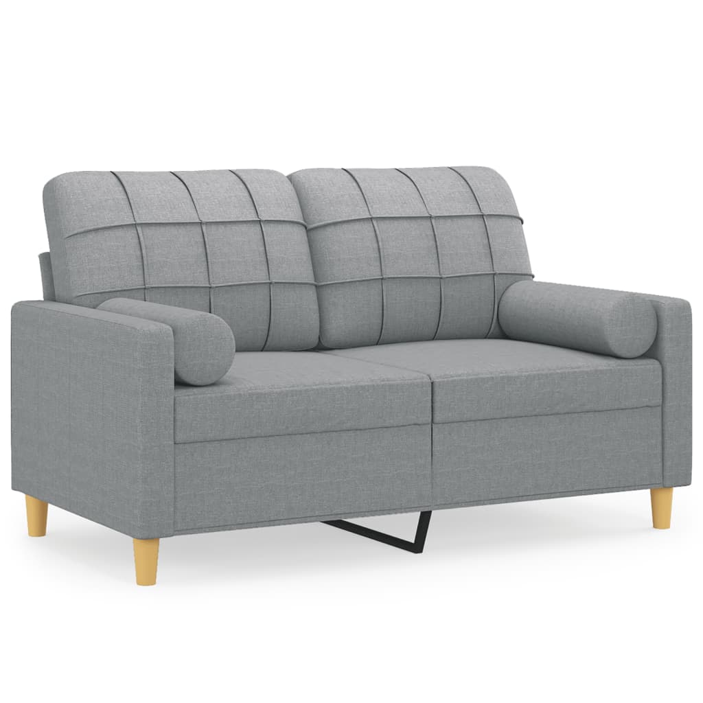 vidaXL 2-osobowa sofa z poduszkami, jasnoszara, 120 cm, tkanina