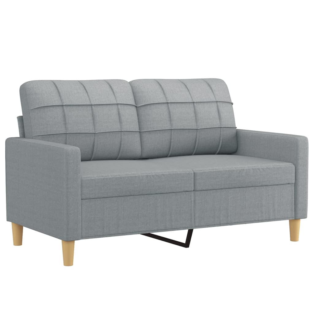 vidaXL 2-osobowa sofa z poduszkami, jasnoszara, 120 cm, tkanina