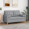 vidaXL 2-osobowa sofa z poduszkami, jasnoszara, 120 cm, tkanina