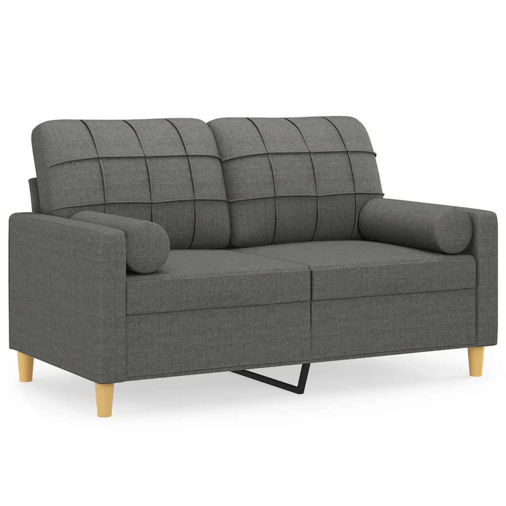 vidaXL 2-osobowa sofa z poduszkami, ciemnoszara, 120 cm, tkanina