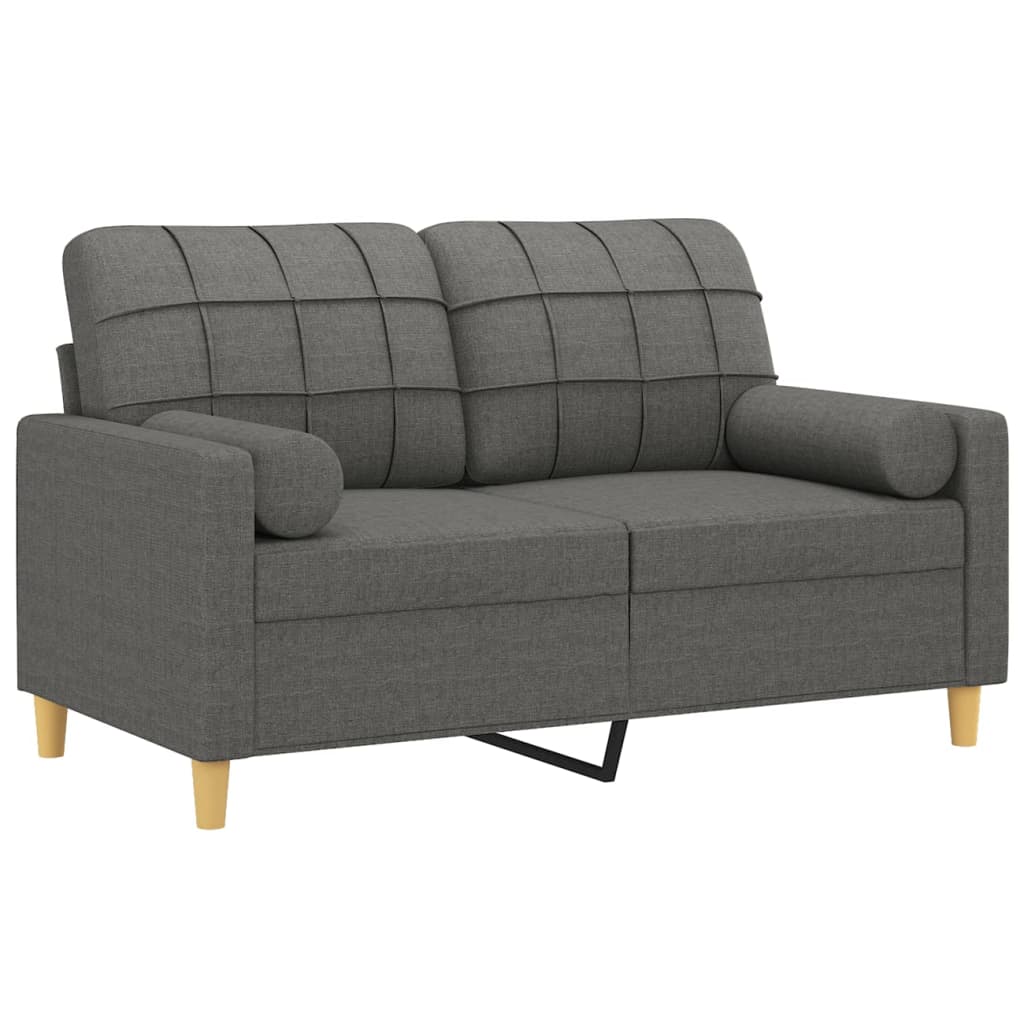 vidaXL 2-osobowa sofa z poduszkami, ciemnoszara, 120 cm, tkanina