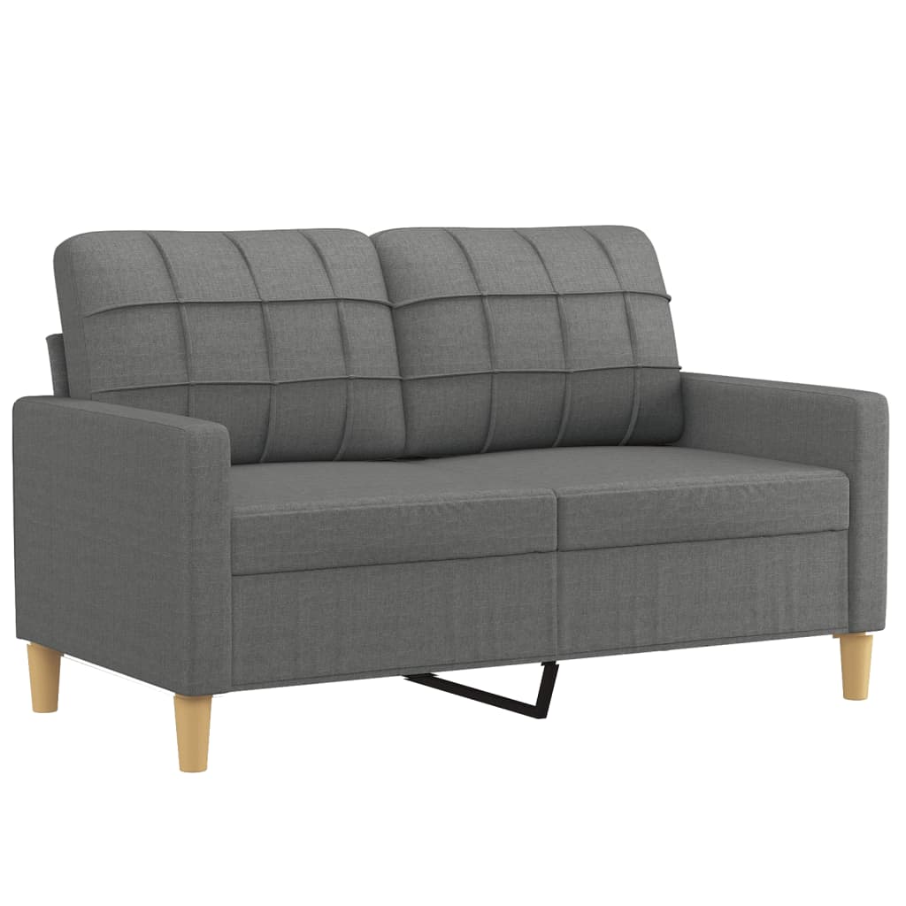 vidaXL 2-osobowa sofa z poduszkami, ciemnoszara, 120 cm, tkanina