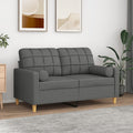 vidaXL 2-osobowa sofa z poduszkami, ciemnoszara, 120 cm, tkanina