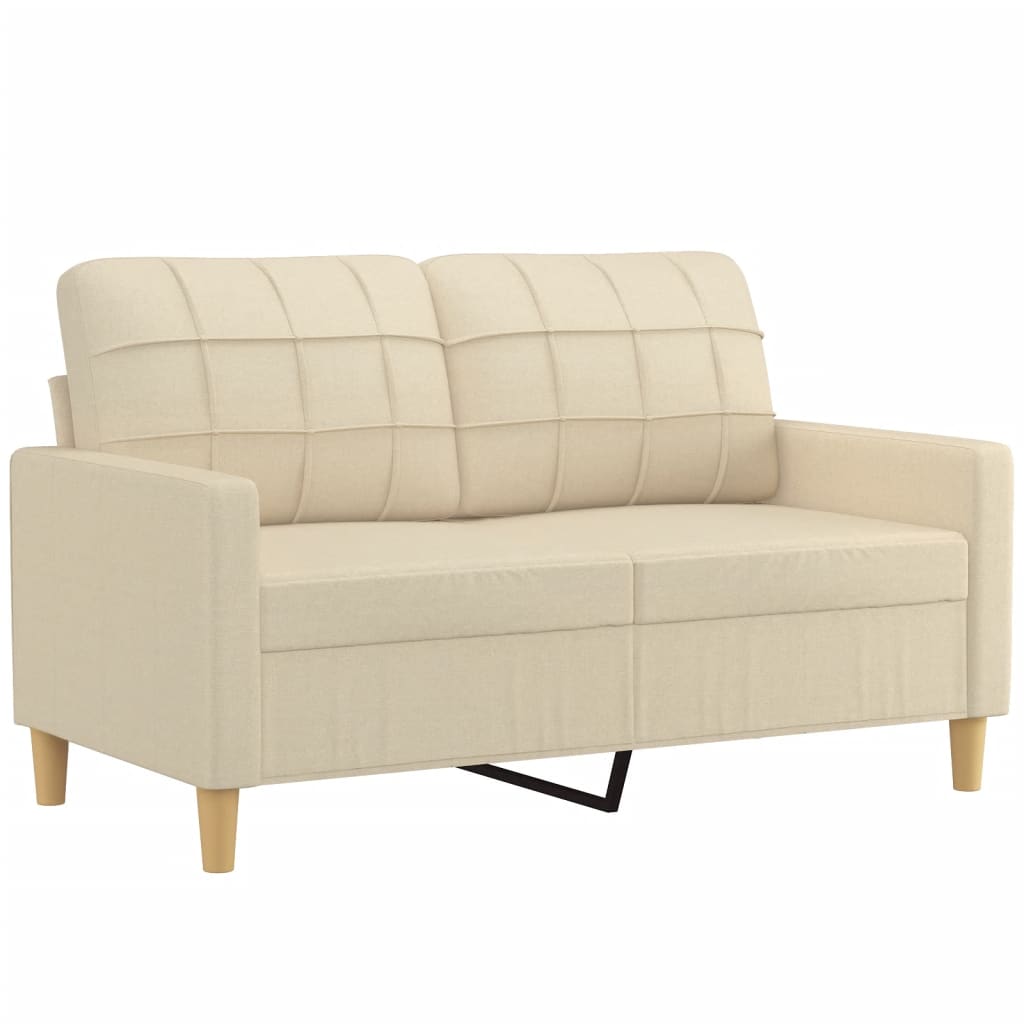 vidaXL 2-osobowa sofa z poduszkami, kremowa, 120 cm, tkanina