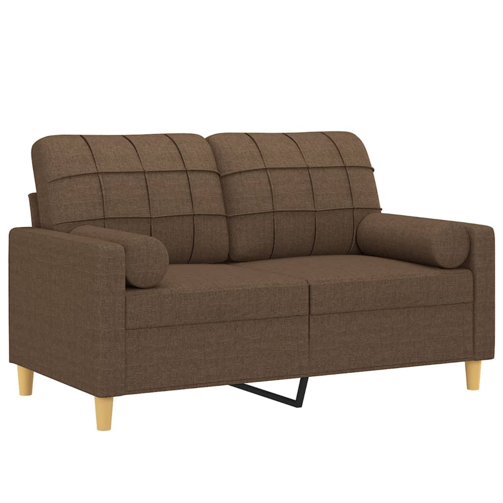 vidaXL 2-osobowa sofa z poduszkami, brązowa, 120 cm, tkanina