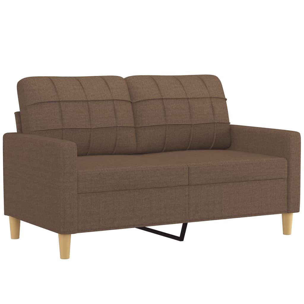 vidaXL 2-osobowa sofa z poduszkami, brązowa, 120 cm, tkanina