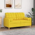 vidaXL 2-osobowa sofa z poduszkami, jasnożółta, 120 cm, tkanina