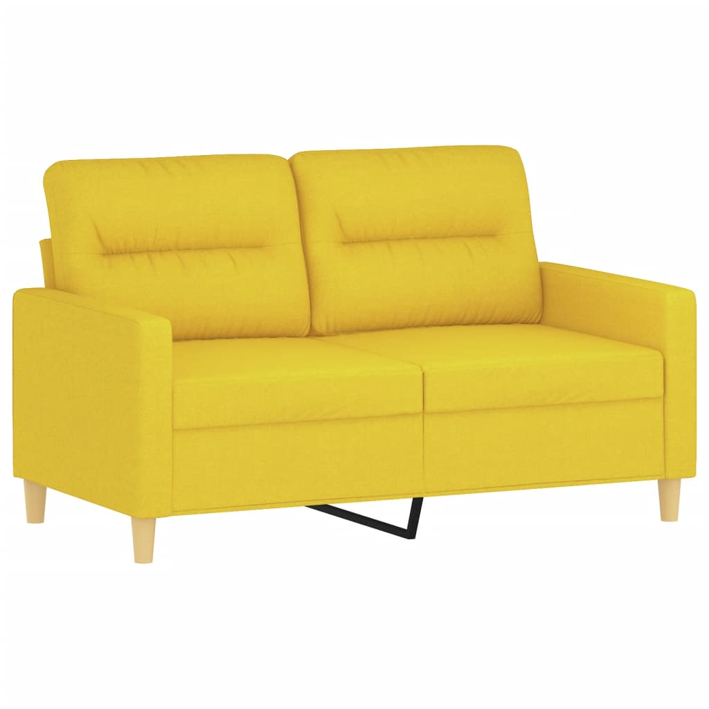 vidaXL 2-osobowa sofa z poduszkami, jasnożółta, 120 cm, tkanina