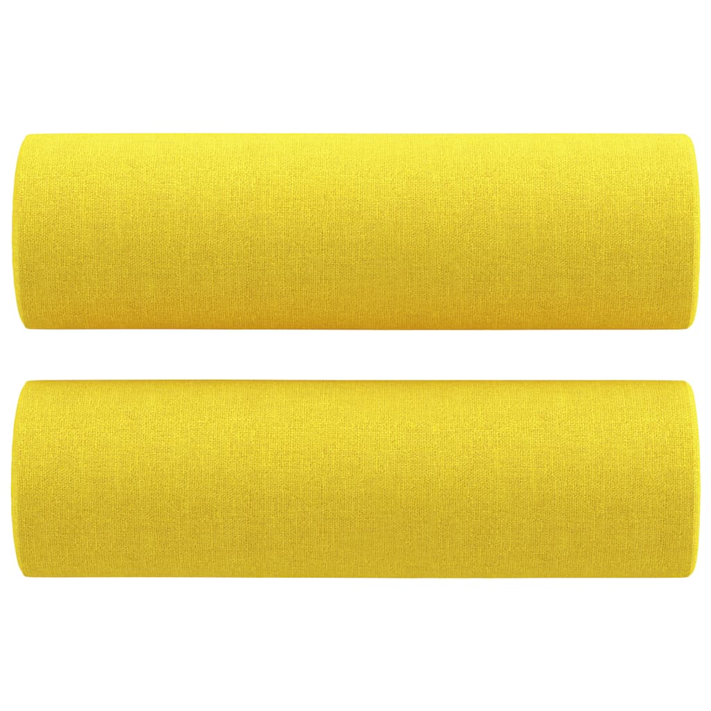vidaXL 2-osobowa sofa z poduszkami, jasnożółta, 120 cm, tkanina