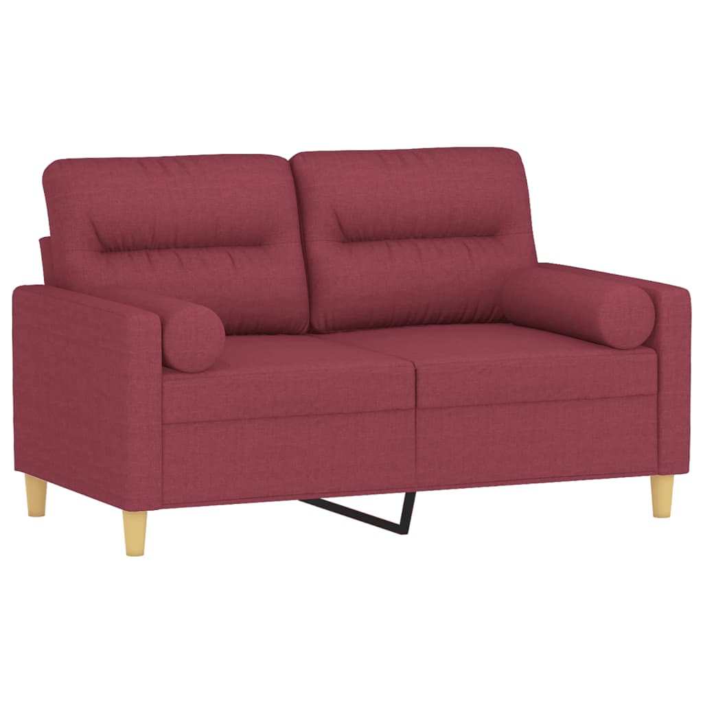 vidaXL 2-osobowa sofa z poduszkami, winna czerwień, 120 cm, tkanina