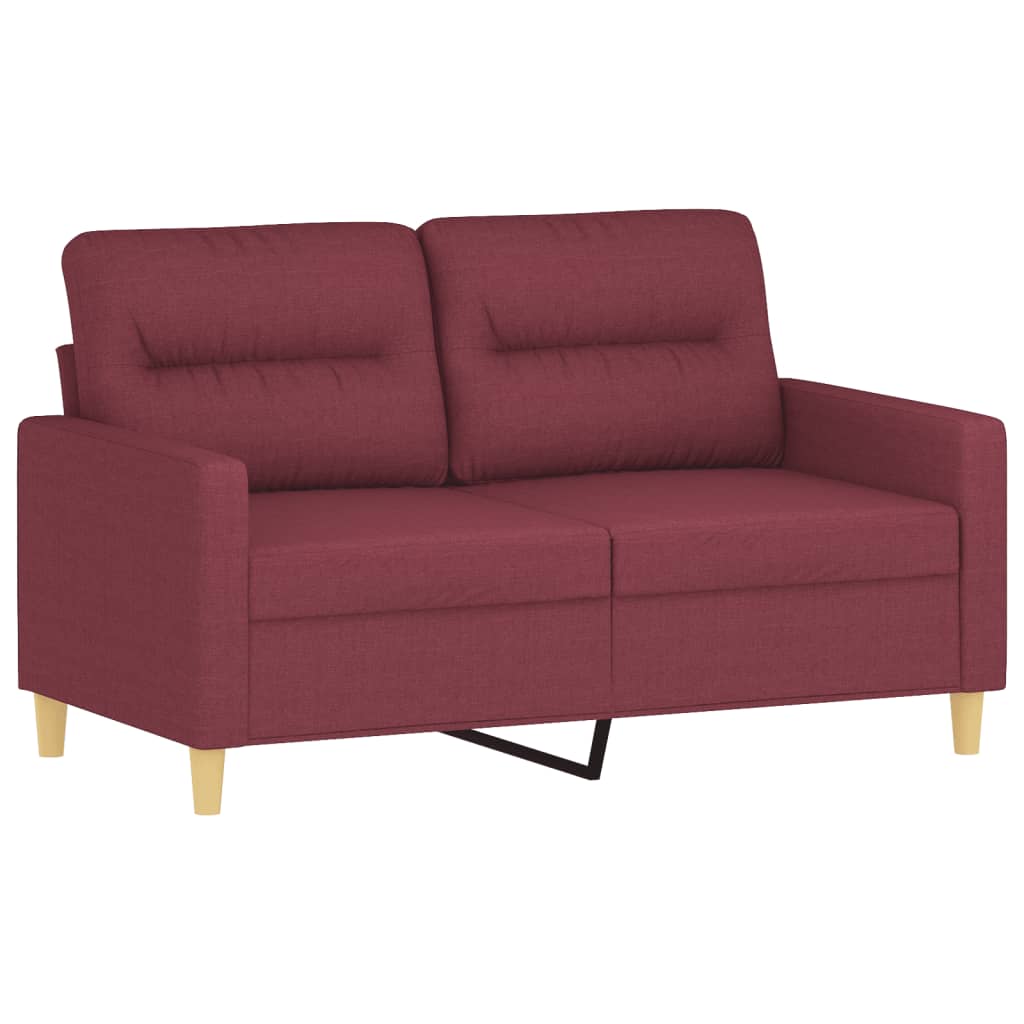 vidaXL 2-osobowa sofa z poduszkami, winna czerwień, 120 cm, tkanina