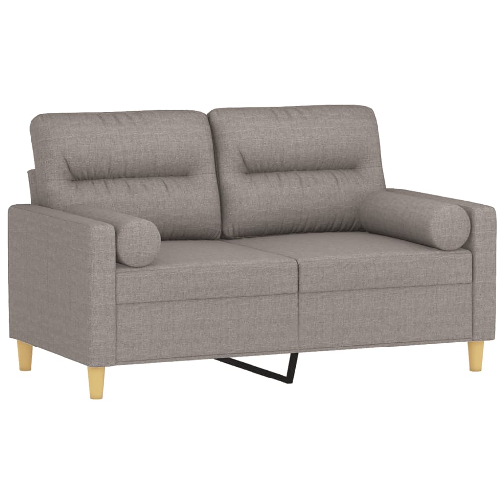 vidaXL 2-osobowa sofa z poduszkami, taupe, 120 cm, tkanina