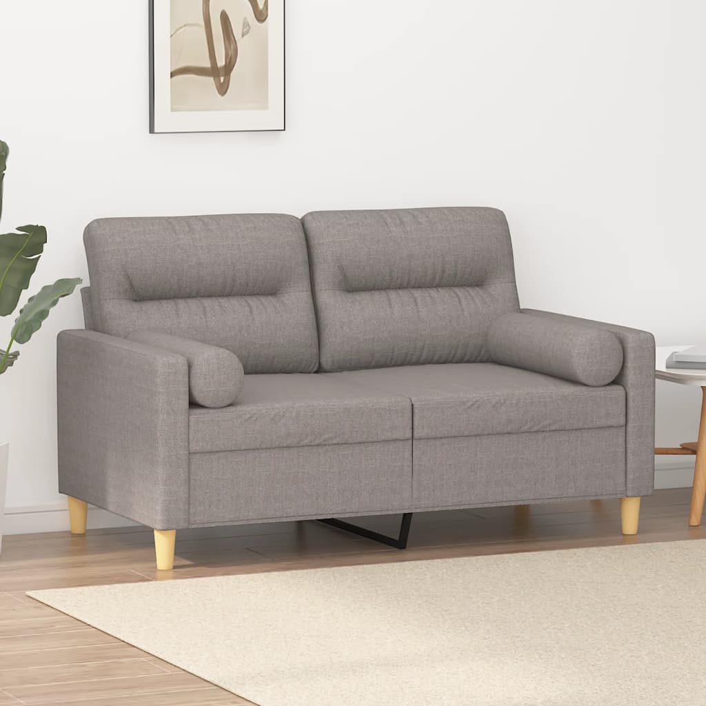 vidaXL 2-osobowa sofa z poduszkami, taupe, 120 cm, tkanina