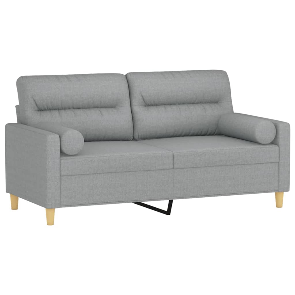 vidaXL 2-osobowa sofa z poduszkami, jasnoszara, 140 cm, tkanina