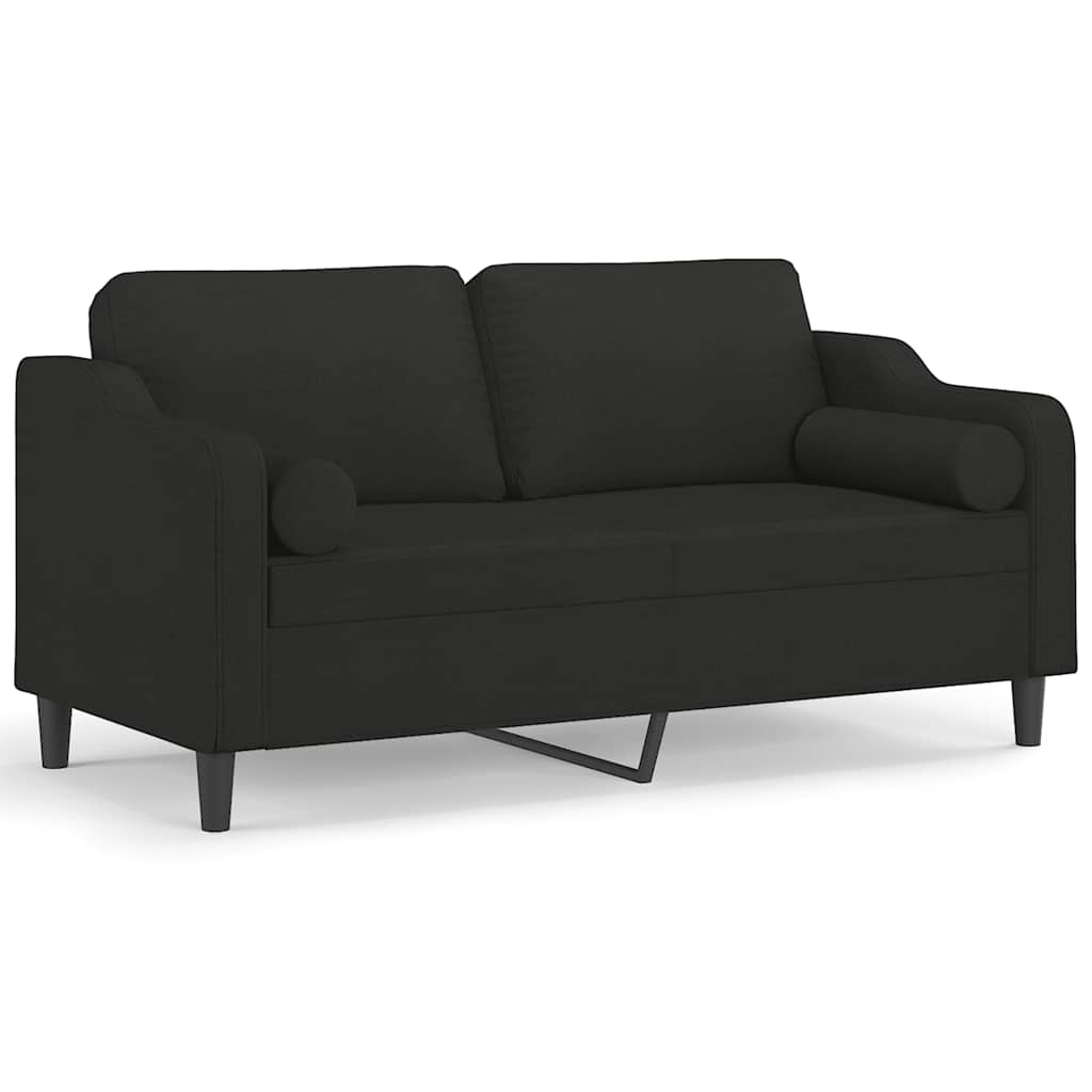 vidaXL 2-osobowa sofa z poduszkami, czarna, 140 cm, tkanina