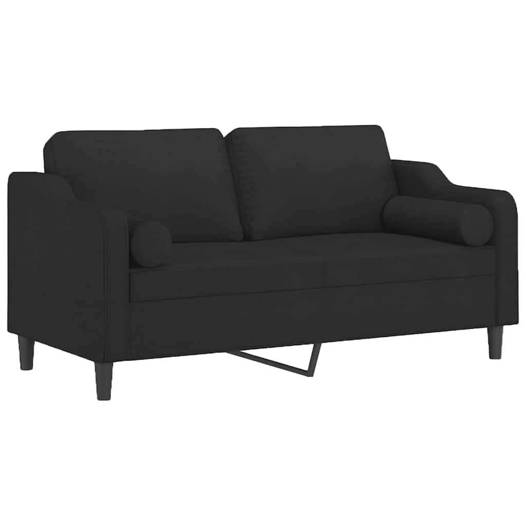vidaXL 2-osobowa sofa z poduszkami, czarna, 140 cm, tkanina