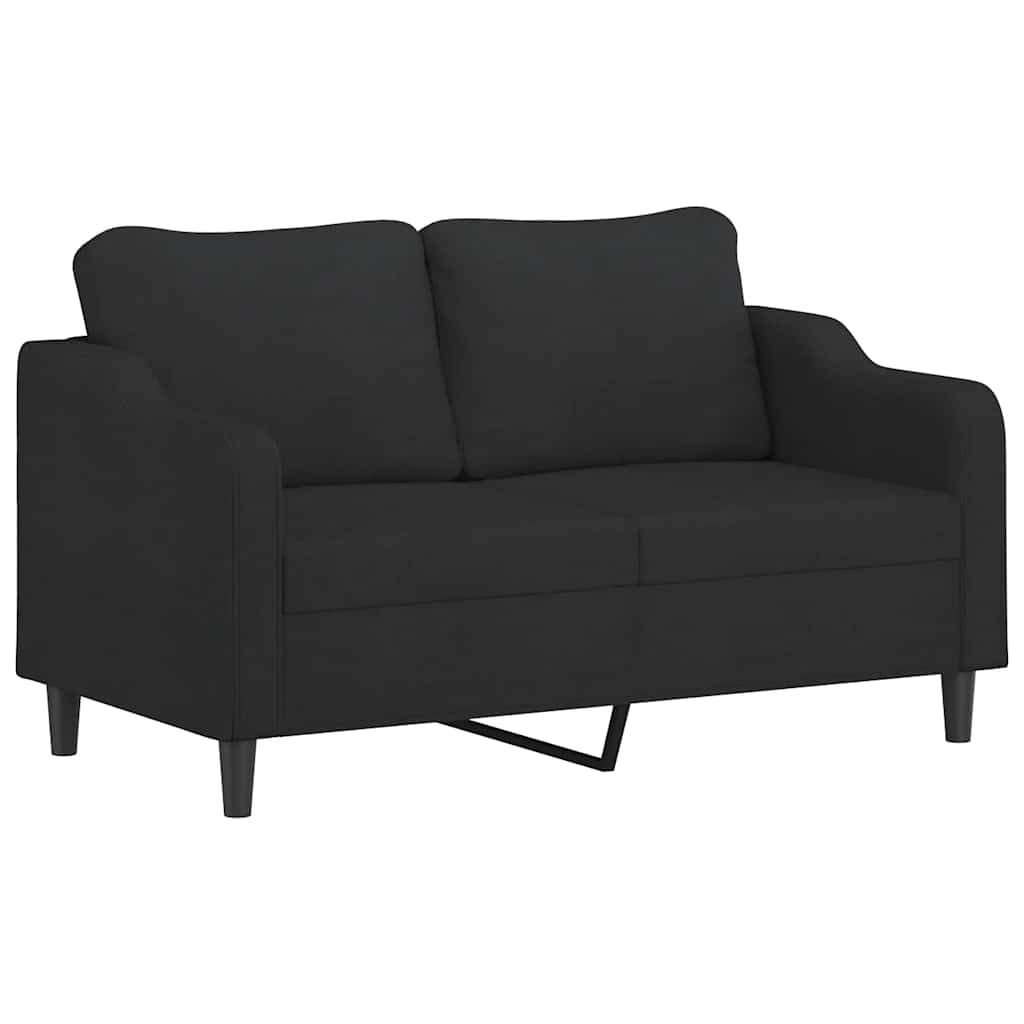 vidaXL 2-osobowa sofa z poduszkami, czarna, 140 cm, tkanina