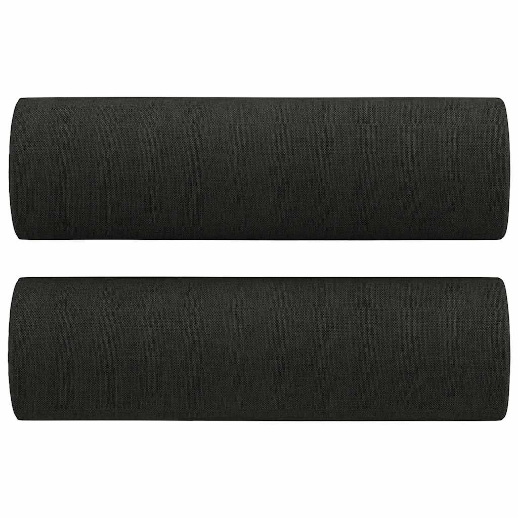 vidaXL 2-osobowa sofa z poduszkami, czarna, 140 cm, tkanina