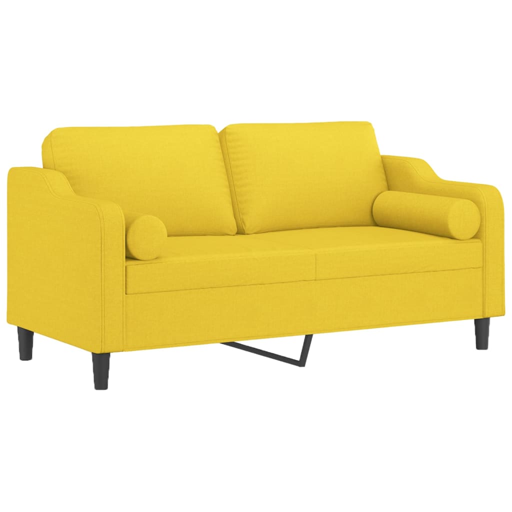 vidaXL 2-osobowa sofa z poduszkami, jasnożółta, 140 cm, tkanina