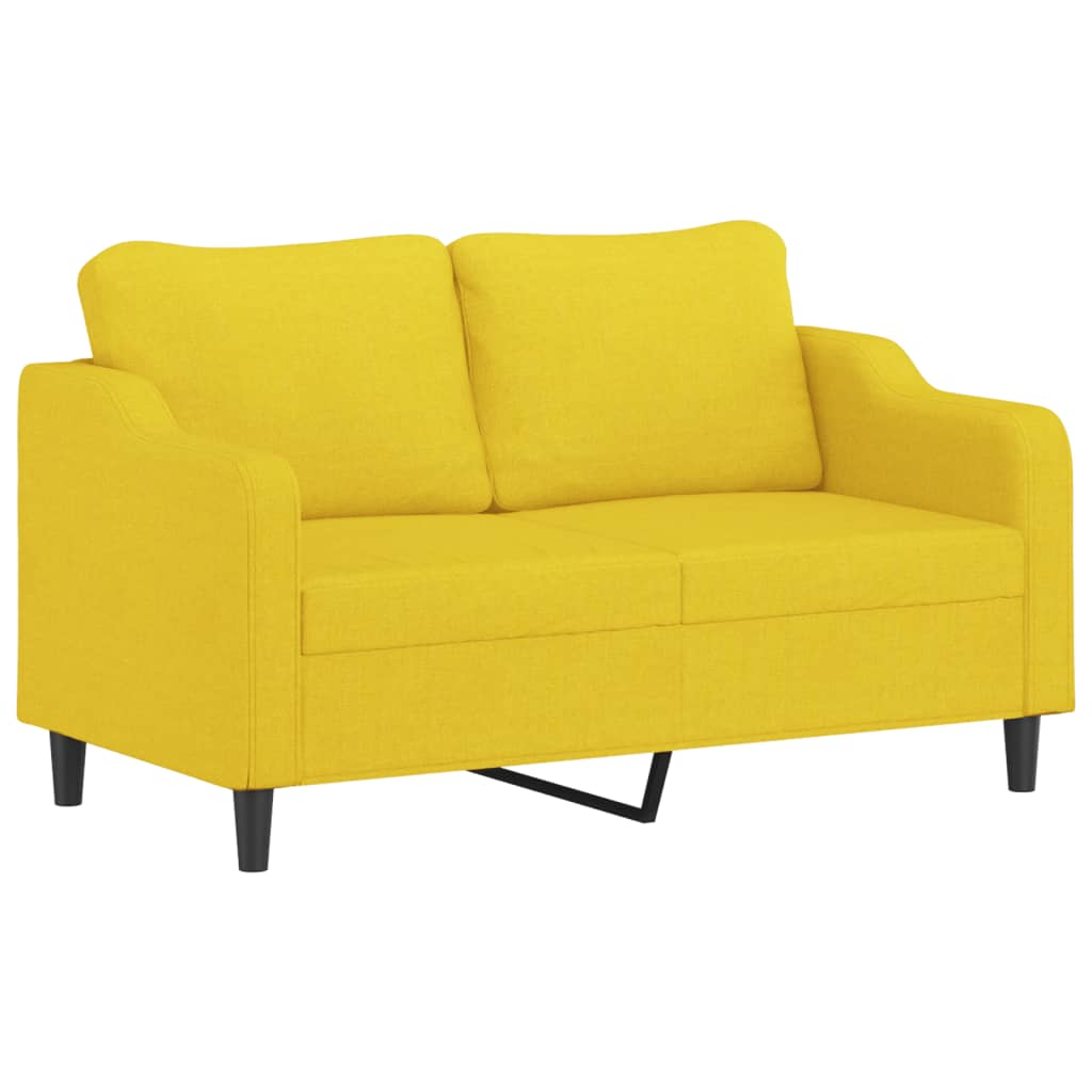 vidaXL 2-osobowa sofa z poduszkami, jasnożółta, 140 cm, tkanina