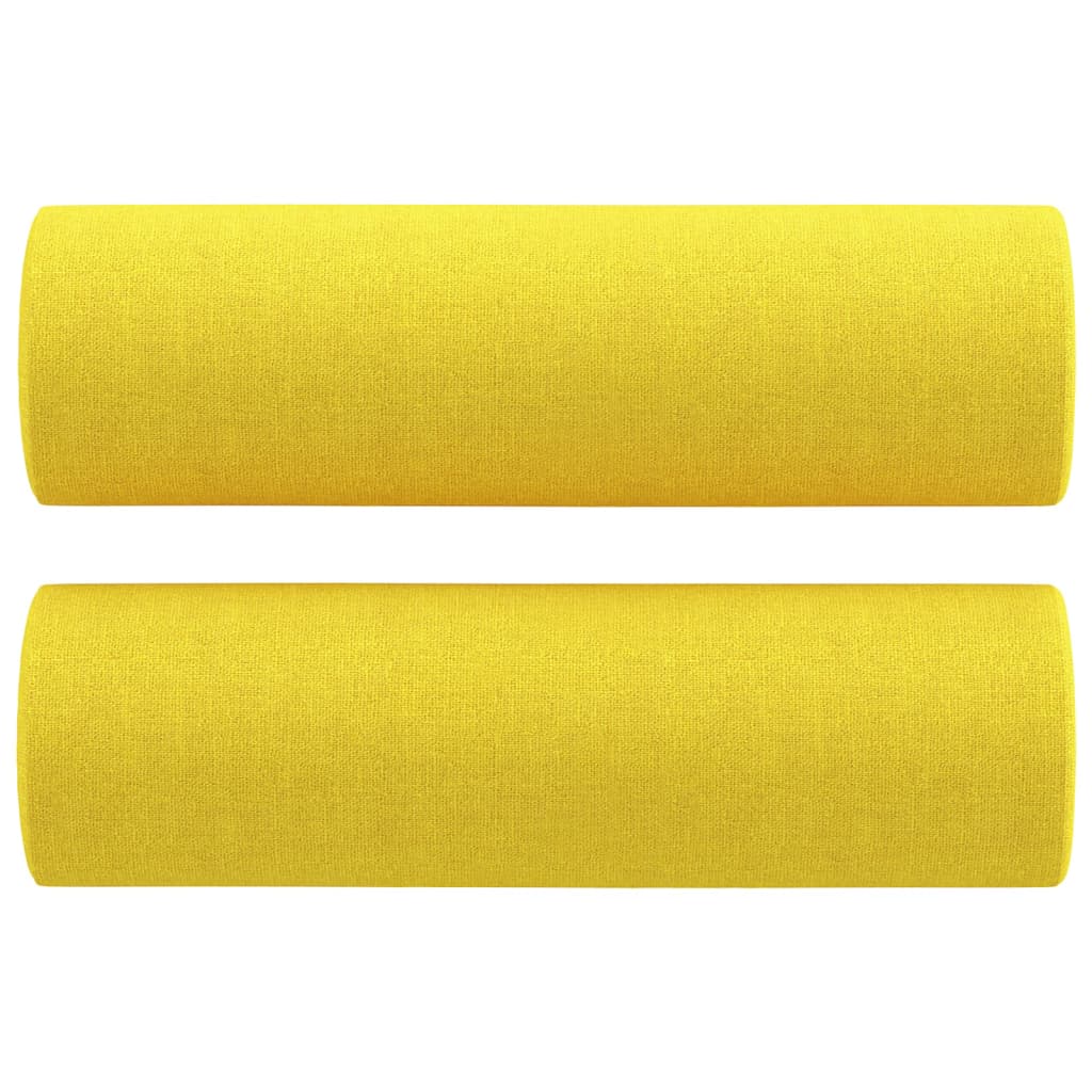vidaXL 2-osobowa sofa z poduszkami, jasnożółta, 140 cm, tkanina
