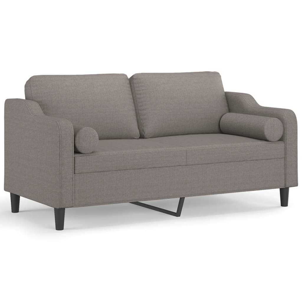 vidaXL 2-osobowa sofa z poduszkami, kolor taupe, 140 cm, tkanina