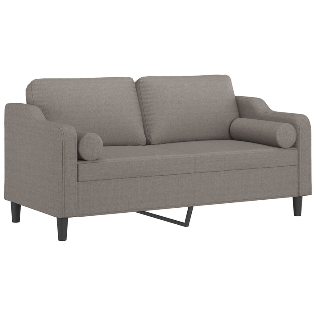vidaXL 2-osobowa sofa z poduszkami, kolor taupe, 140 cm, tkanina