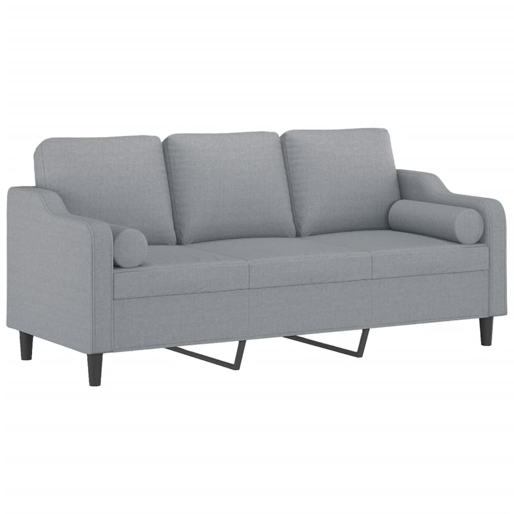 vidaXL 3-osobowa sofa z poduszkami, jasnoszara, 180 cm, tkanina