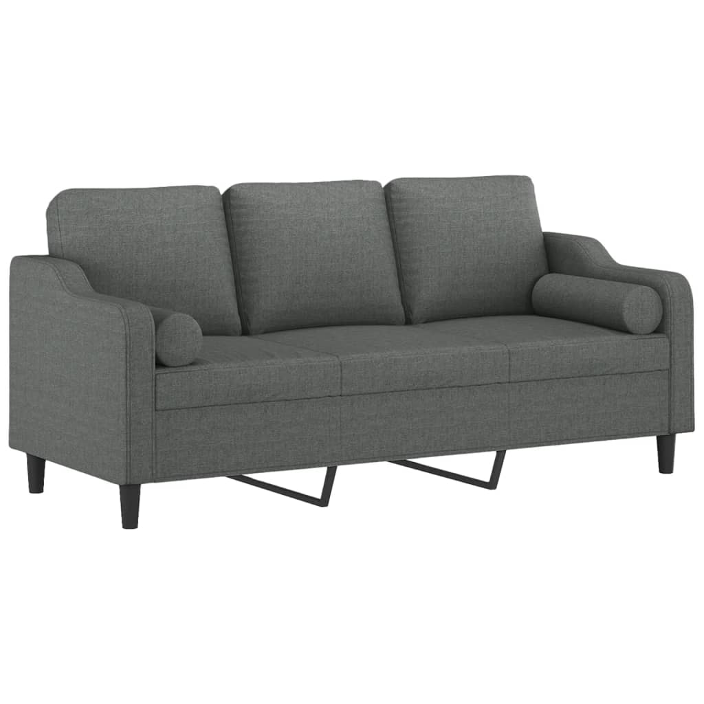 vidaXL 3-osobowa sofa z poduszkami, ciemnoszara, 180 cm, tkanina