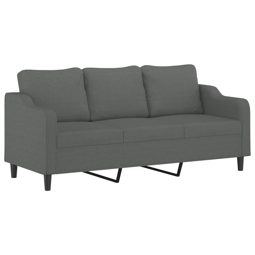 vidaXL 3-osobowa sofa z poduszkami, ciemnoszara, 180 cm, tkanina