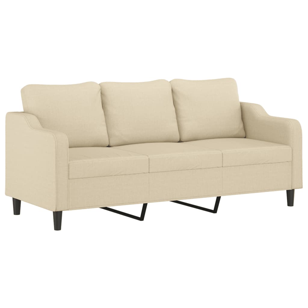 vidaXL 3-osobowa sofa z poduszkami, kremowa, 180 cm, tkanina