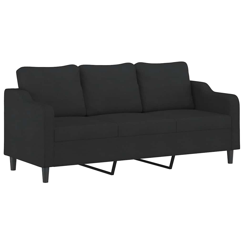 vidaXL 3-osobowa sofa z poduszkami, czarna, 180 cm, tkanina