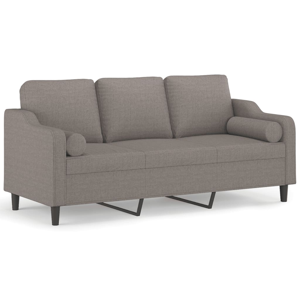 vidaXL 3-osobowa sofa z poduszkami, kolor taupe, 180 cm, tkanina