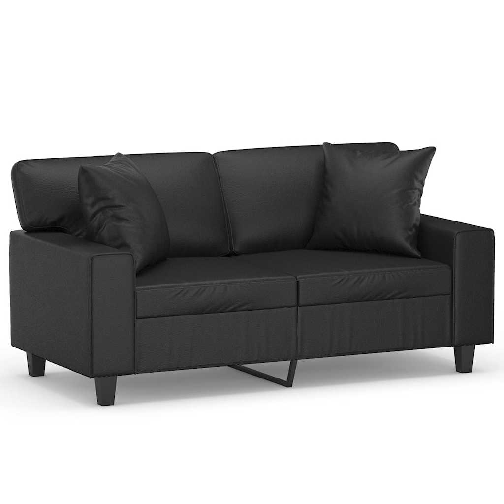 vidaXL 2-osobowa sofa z poduszkami, czarna, 120 cm, sztuczna skóra