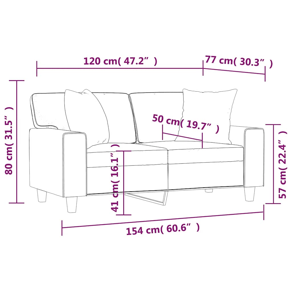 vidaXL 2-osobowa sofa z poduszkami, czarna, 120 cm, sztuczna skóra
