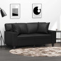 vidaXL 2-osobowa sofa z poduszkami, czarna, 120 cm, sztuczna skóra