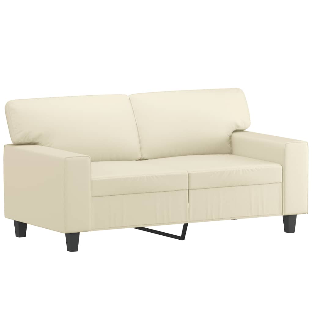 vidaXL 2-osobowa sofa z poduszkami, kremowa, 120 cm, sztuczna skóra