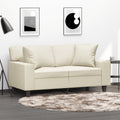 vidaXL 2-osobowa sofa z poduszkami, kremowa, 120 cm, sztuczna skóra